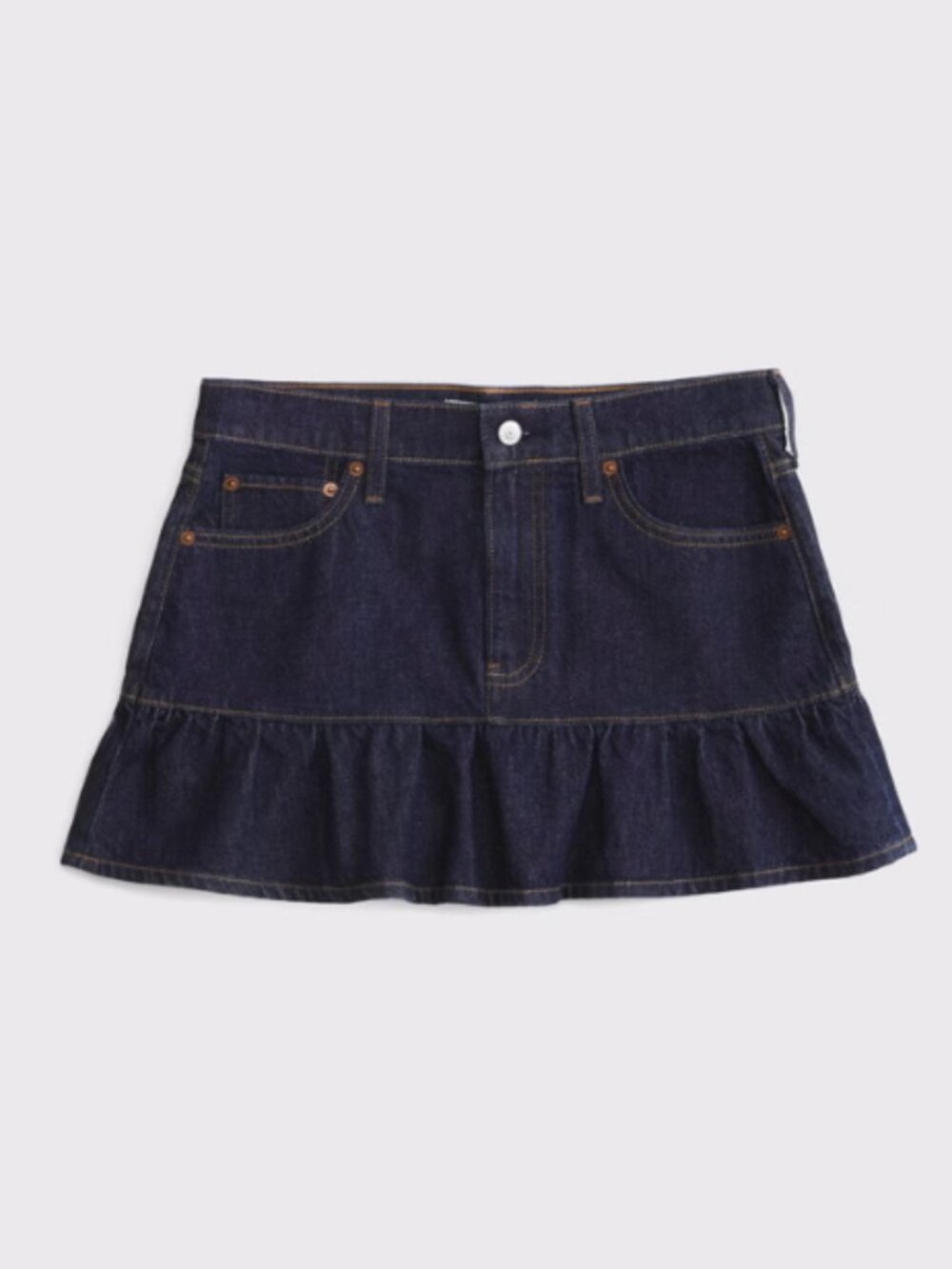 Abercrombie & Fitch Mid Rise Drop-Waist Ruffle Denim Mini Skirt Women's Size XL